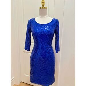 My Michelle Women's Size 7 Blue Sequin Bodycon Mini Party Dress